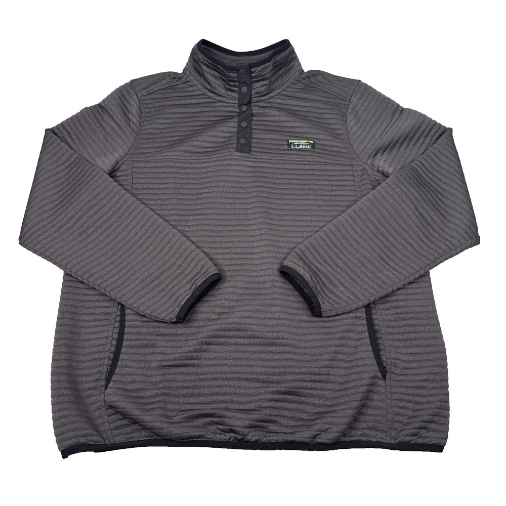 LL Bean Airlight Knit Pullover Womens XL Gray Quilted 1/4 Snap Outdoor 506463